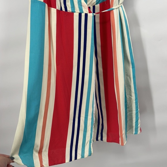 Lulus stripe colorful wrap dress size large - Picture 3 of 9